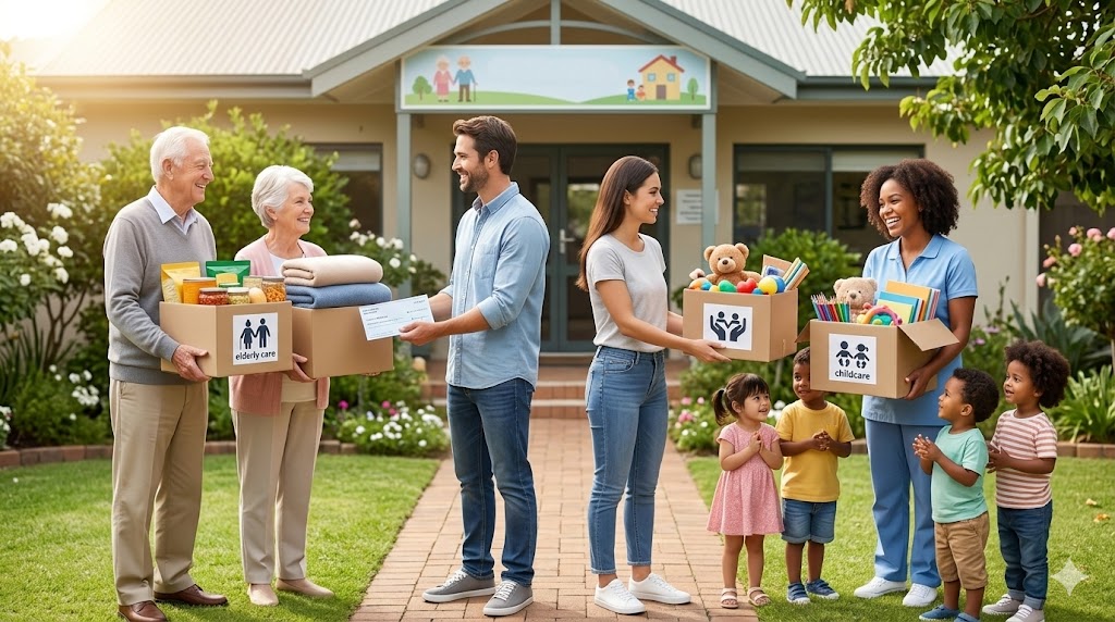 Donation to old age home and childcare centre